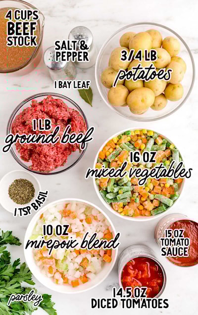 Ingredients for hamburger stew