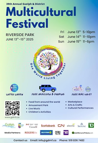 39th annual Guelph & District Multicultural Festival, June 11-13th at Riverside Park!