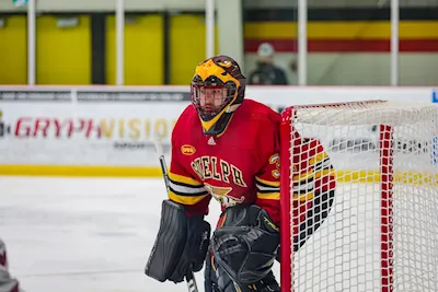 Colton Incze, senior netminder of the Gryphons. Photo by: Laurel Jarvis