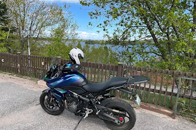 There are lots of views of Lake Nosbonsing on the ride. Perron Island is in the background.