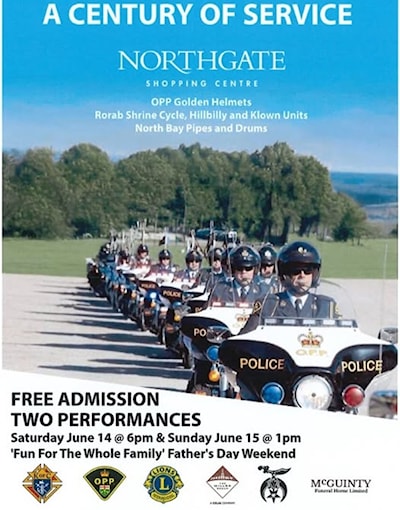 OPP Golden Helmets are performing in North Bay.