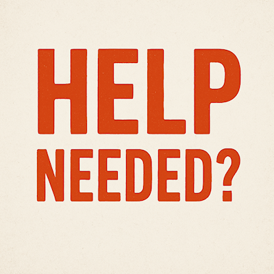 Chatgpt help me create this image that says "Help Needed?"