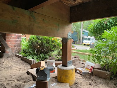 Double 2x6 beam installed and carrying the load