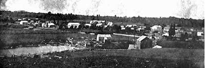 Earliest known photo of Acton looking north towards Fairy Lake and the mill -- 1954 Photo Credit: Dills Collection
