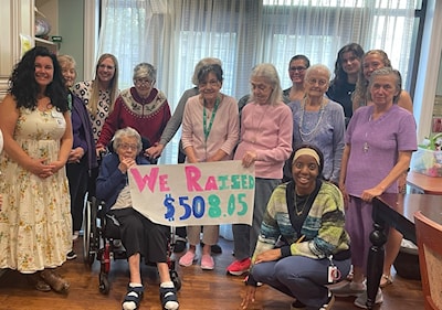 Staff and residents from Aspira Barrie Waterford raised $508.05 for people living with dementia in Simcoe County.
