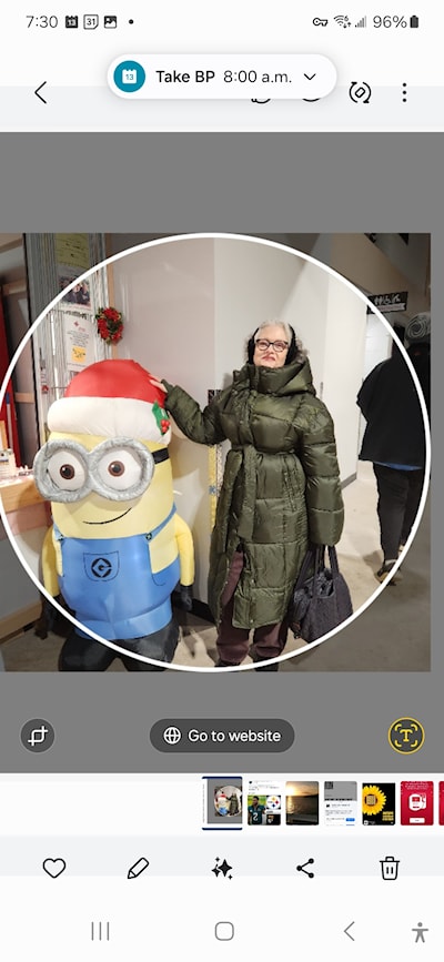 Cousin Gloria visiting from California and doing her best Minion impression!