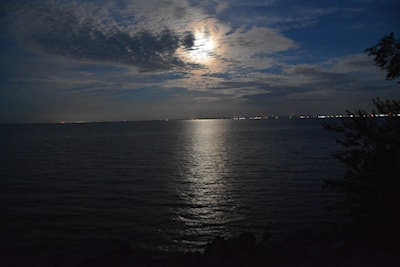 Moonrise over Lake Ontario from Bronte Cemetery