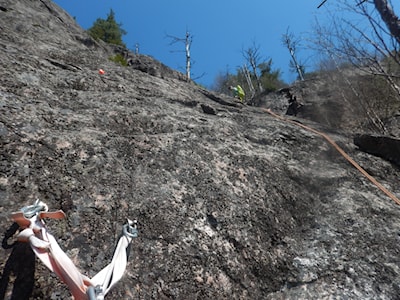View up from bolted Belay