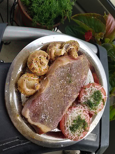 Let the steak sit to room temperature olive oil salt and pepper