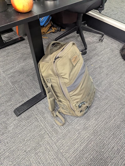 this Goruck backpack contains a 30 pound plate. 