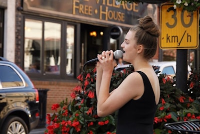 Classical singer Eve Channel busks on Main Street/Greg King for NewmarketToday