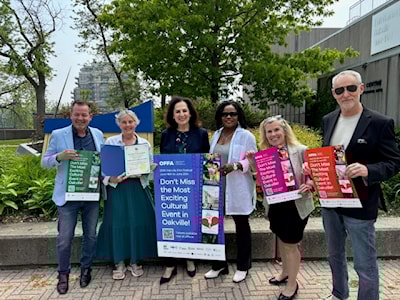 OFFA celebrating with Effie J. Triantafilopoulos, MPP for Oakville North–Burlington on the OTF grant news!