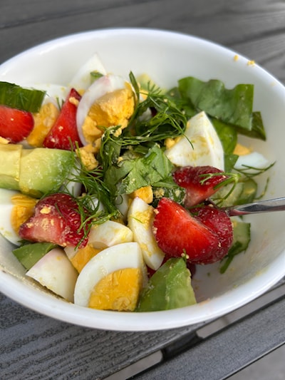 High Protein Strawberry Cucumber Breakfast Salad