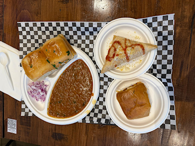 Cheese Puff & Pav Bhaji - A popular Indian street food serve with butter pav typically veg curries..